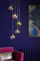 Federico 5 Light Cluster Pendant Polished Chrome Mixed Coloured Glass